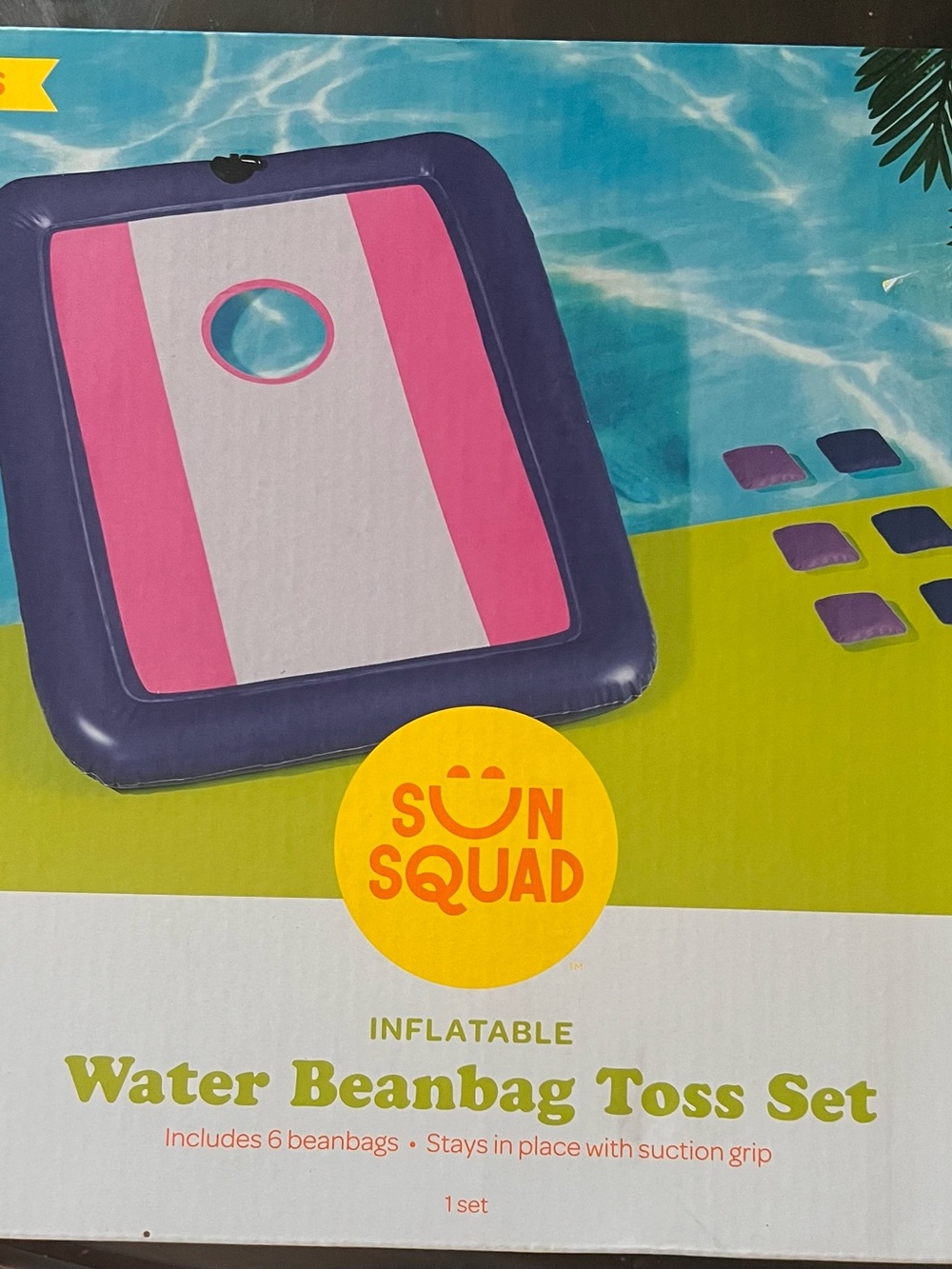 Sun Squad Inflatable Water Beanbag Toss Set - Pink and White